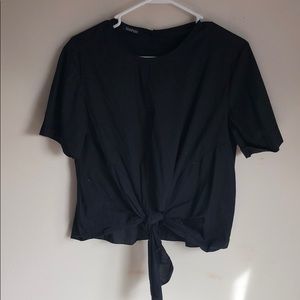 Black front tie shirt